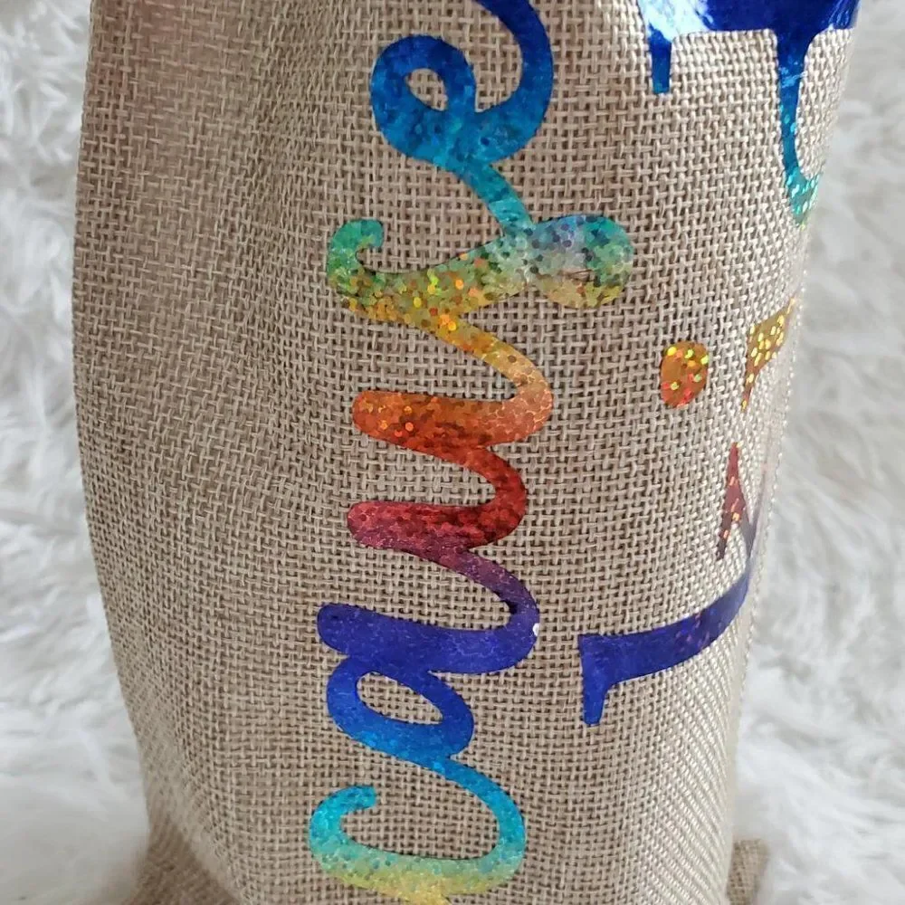 Because Kids Burlap Jute Wine Bag with Drawstrings